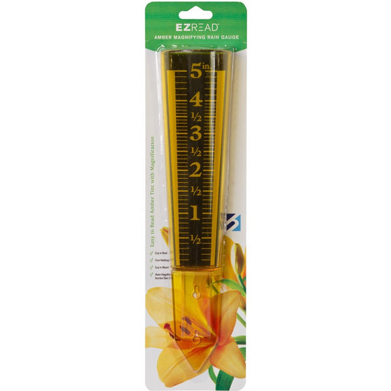 Rain Gauge With Large Print Numbers - Amber Magnifying EZREAD Rain Gauge