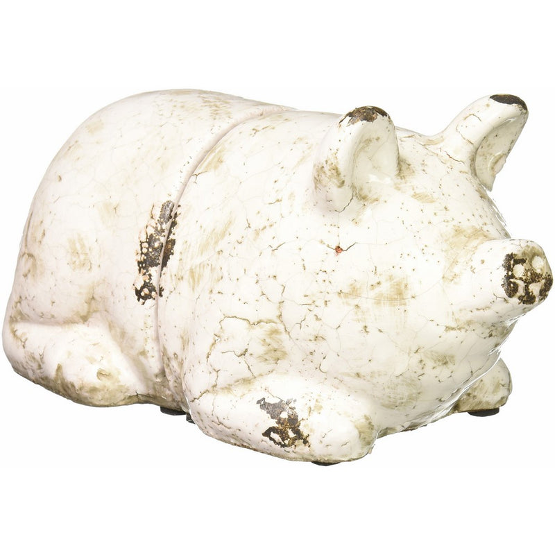 Creative Co-op Terra Cotta Pig Bookends, Antique White