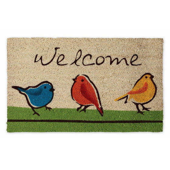 DII Natural Coir Fiber, 18x30" Entry Way Outdoor Door Mat with Non Slip Backing - For the Birds