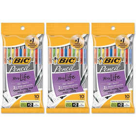 BIC Pencil Xtra Life, Medium Point (0.7mm) 30 Pencils (3 X 10 Count Packages)