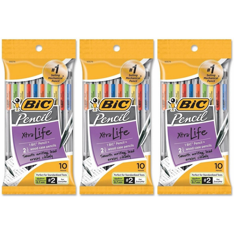 BIC Pencil Xtra Life, Medium Point (0.7mm) 30 Pencils (3 X 10 Count Packages)