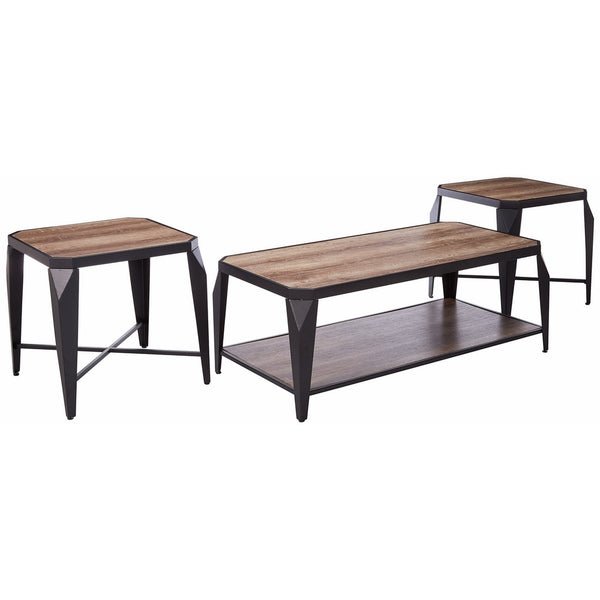 Acme Furniture 81920 3 Piece Oldlake Coffee/End Table Set, Antique Light Oak & Black