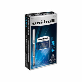 uni-ball Vision Rollerball Pens, Fine Point (0.7mm), Black, 12 Count