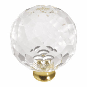 Hickory Hardware P35-CA3 1-3/8-Inch Crystal Palace Knob, Crysacrylic Polished Brass