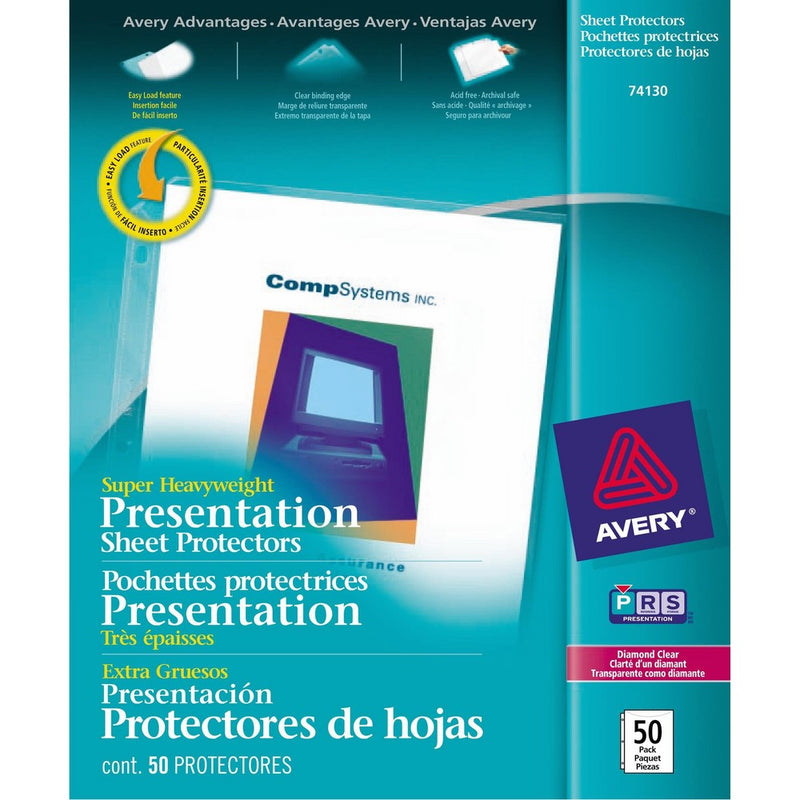 Avery Super Heavyweight Diamond Clear Sheet Protectors, 8.5" x 11", Acid-Free, Easy Load, 50ct (74130)