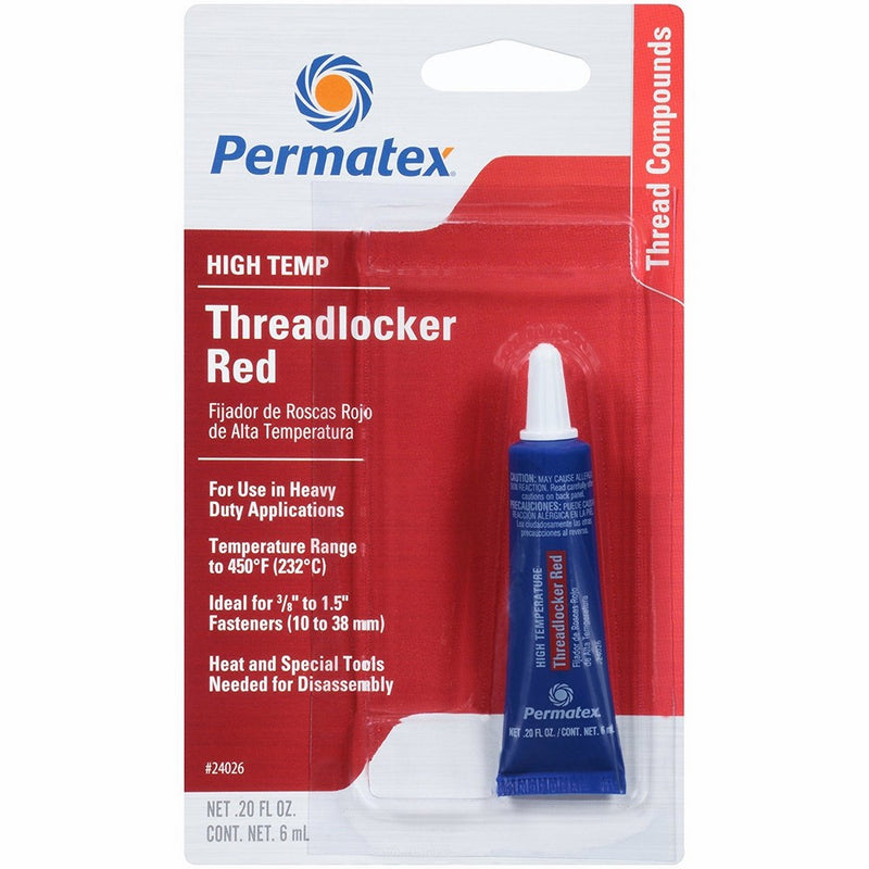 Permatex 24026 High Temperature Threadlocker Red, 6 ml