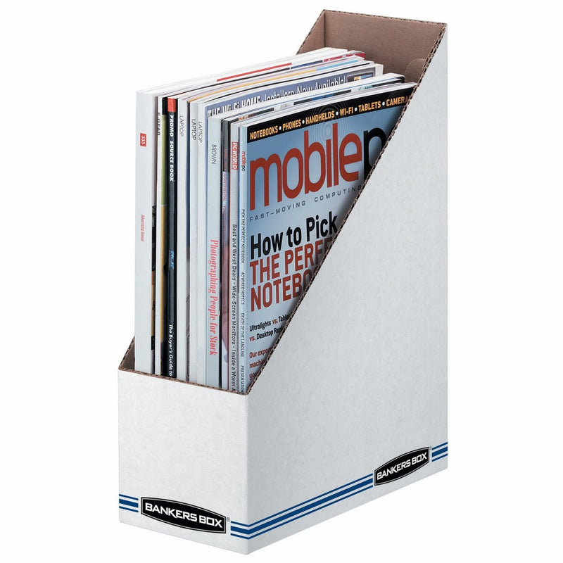 Bankers Box 10723 Corrugated Cardboard Magazine File, 4 x 9 1/4 x 11 3/4, White (Case of 12)