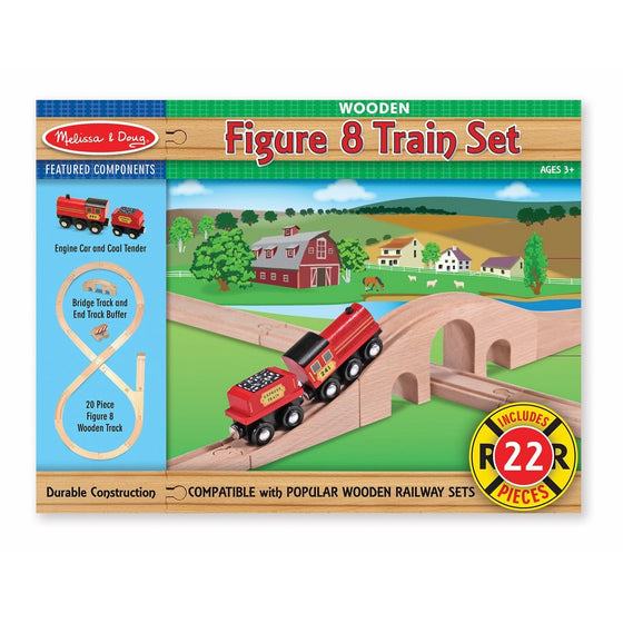 Melissa & Doug Classic Wooden Figure Eight Train Set (22 pcs)