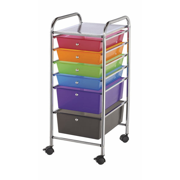 Blue Hills Studio SC6MC Storage Cart 6-Drawer (Standard and Deep) Multi-Colored