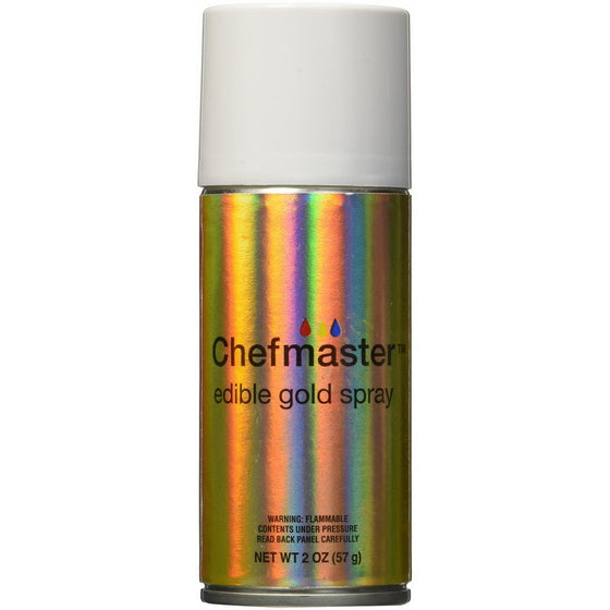 Chefmaster Edible Spray, One 2-Ounce Can. Kosher Certified - Gold