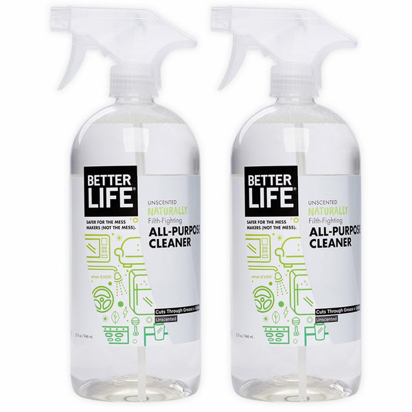 Better Life Natural All-Purpose Cleaner, Safe Around Kids & Pets, Unscented, 32 Ounces (Pack of 2), 2409C