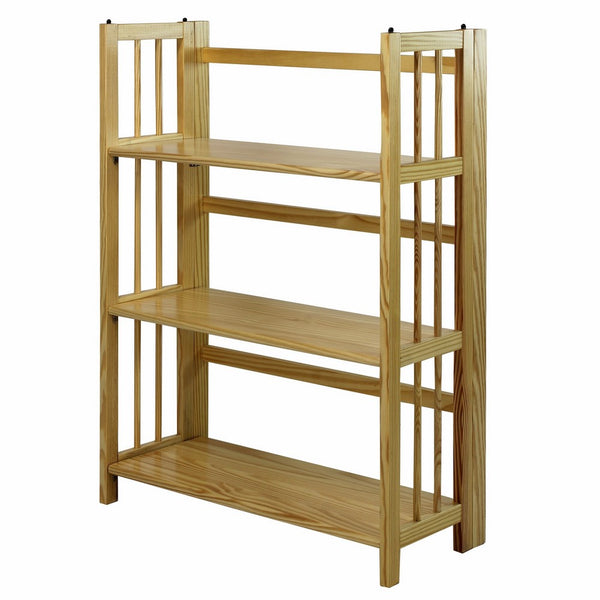 Casual Home 3-Shelf Folding Stackable Bookcase (27.5" Wide)-Natural