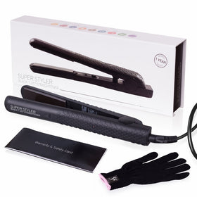 Herstyler SuperStyler Onyx Ceramic Flat Iron, Hair Straightener with Adjustable Temperature Upto 500ºF for All Hair Types, 1.25 Inch, Black
