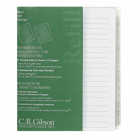 C.R. Gibson Address Book Refill Pages With Tab Index Dividers (Z211)