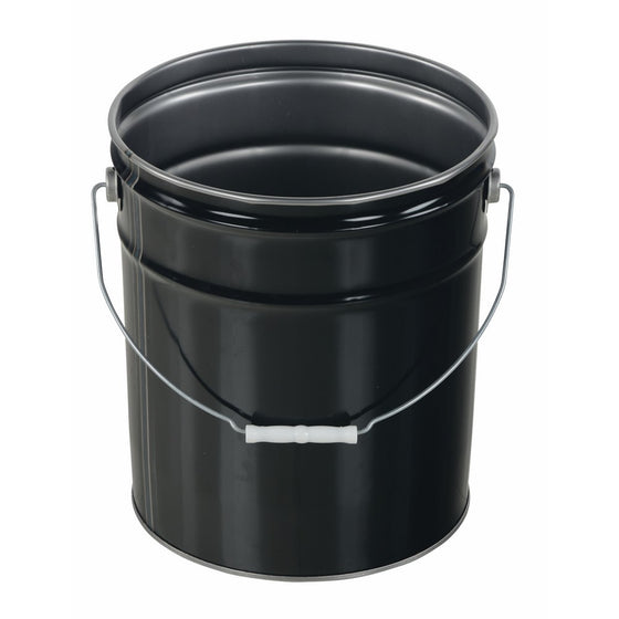 Vestil PAIL-STL-RI Steel Open Head Pail with Handle, 5 gallon Capacity, Black