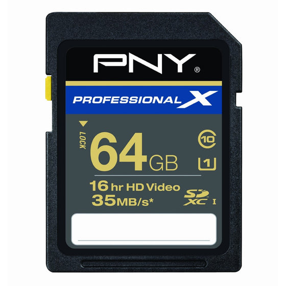 PNY Professional X 64 GB High Speed SDXC CL10 UHS-1 Rated Flash Memory (P-SDX64U1-30-GE)