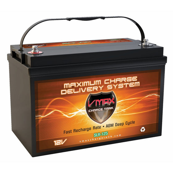 Vmaxtanks Vmaxslr125 AGM Deep Cycle 12v 125ah SLA rechargeable Battery for Use with Pv Solar Panels,Smart chargers wind Turbine and Inverters