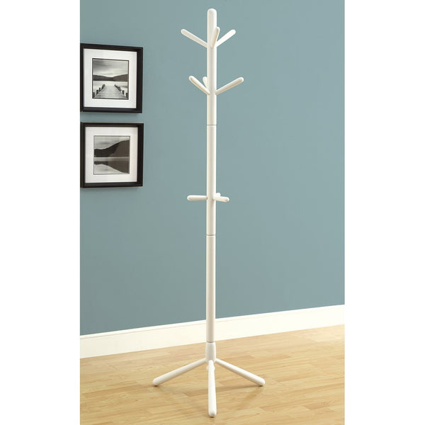 COAT RACK - 69"H / WHITE WOOD CONTEMPORARY STYLE