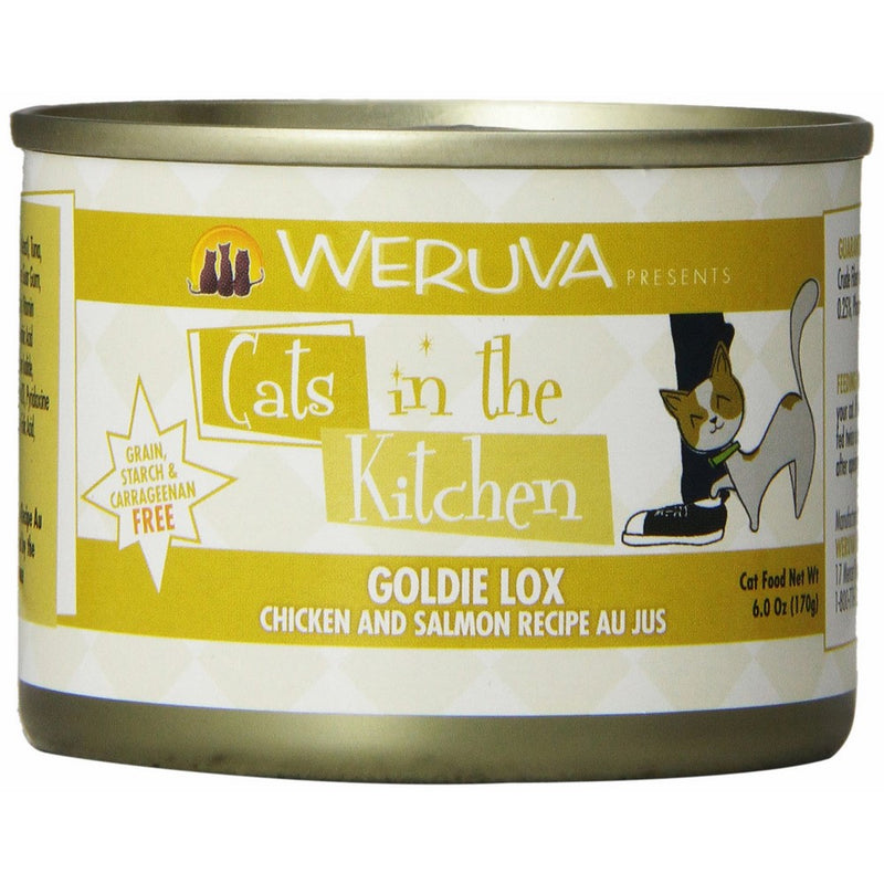 Weruva Cats in the Kitchen, Goldie Lox with Chicken & Salmon Au Jus Cat Food, 6oz Can (Pack of 24)