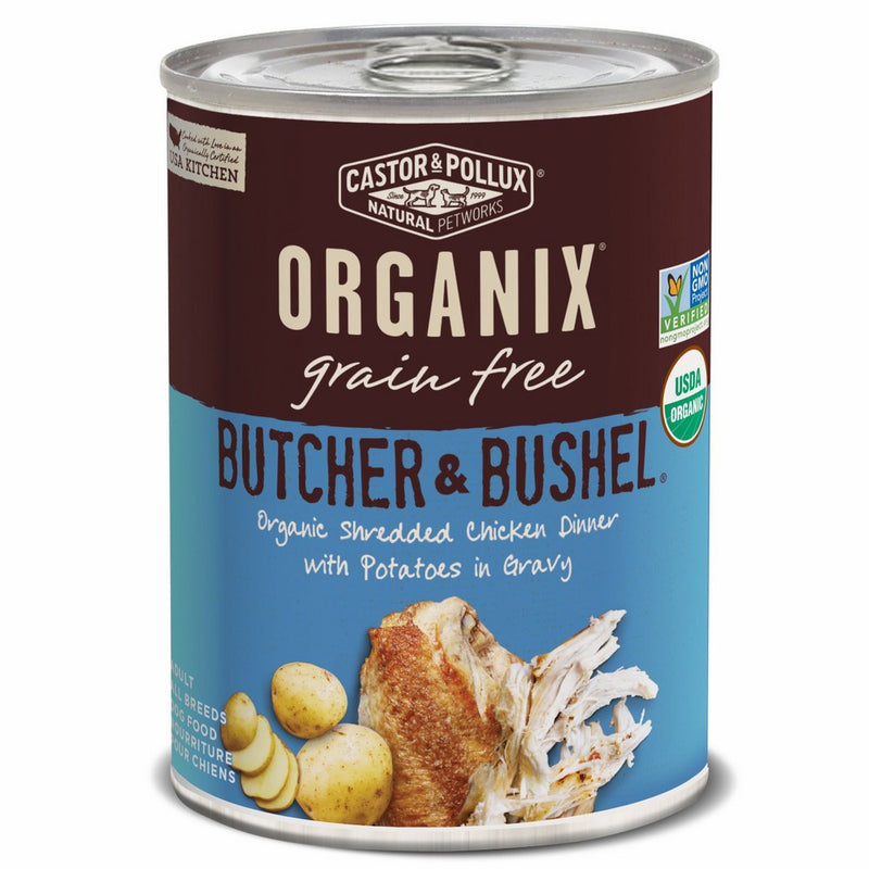 Butcher & Bushel Grain Free Organic Shredded Chicken Dinner with Potatoes in Gravy Wet Dog Food, 12.7 oz, case of 12