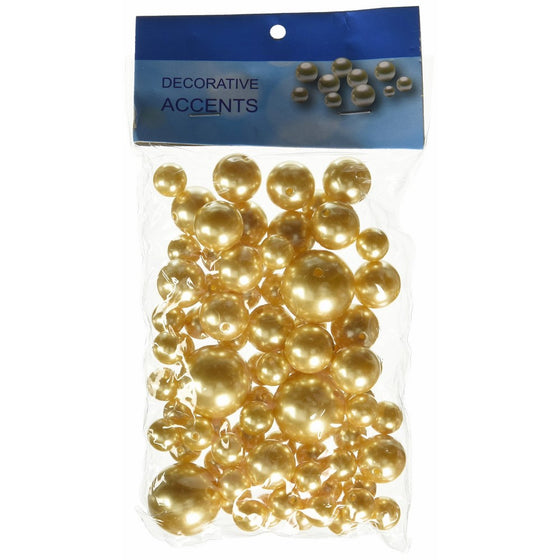 Homeford Assorted Plastic Bead Pearls, 14mm/20mm/30mm, Gold, 84-Pack