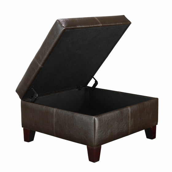 Dorel Living Faux Leather Square Storage Ottoman, Espresso