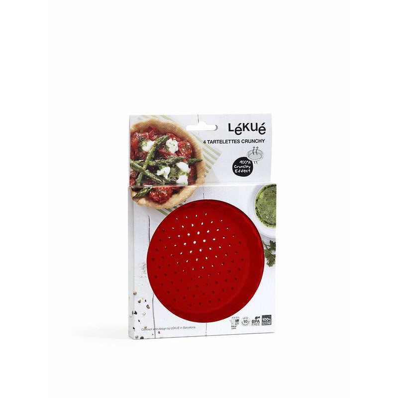 Lekue Perforated Tart Pan (Set of 4), Red