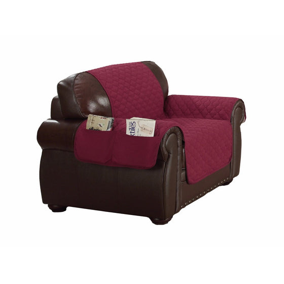 QuickFit Duck River Textiles Reynold Reversible Water Resistant Chair Cover In Garnet/Natural (with Pockets!), Geometric