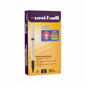 uni-ball Deluxe Rollerball Pens, Fine Point (0.7mm), Black, 12 Count
