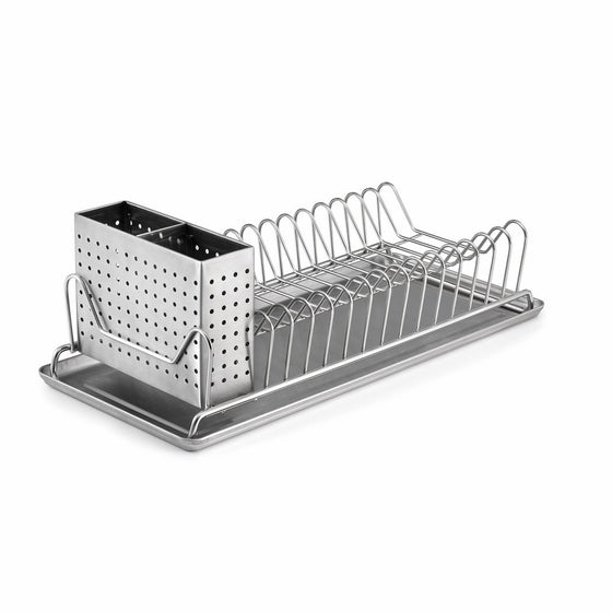 Polder 6115-75 Compact Stainless-Steel Dish Rack with Utensil Holder, 14" x 6.5" x 5"