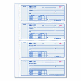 REDIFORM Money Receipt Books with Carbons, Triplicate, 4 Forms per Page, 200 Sets per Book (8K808)