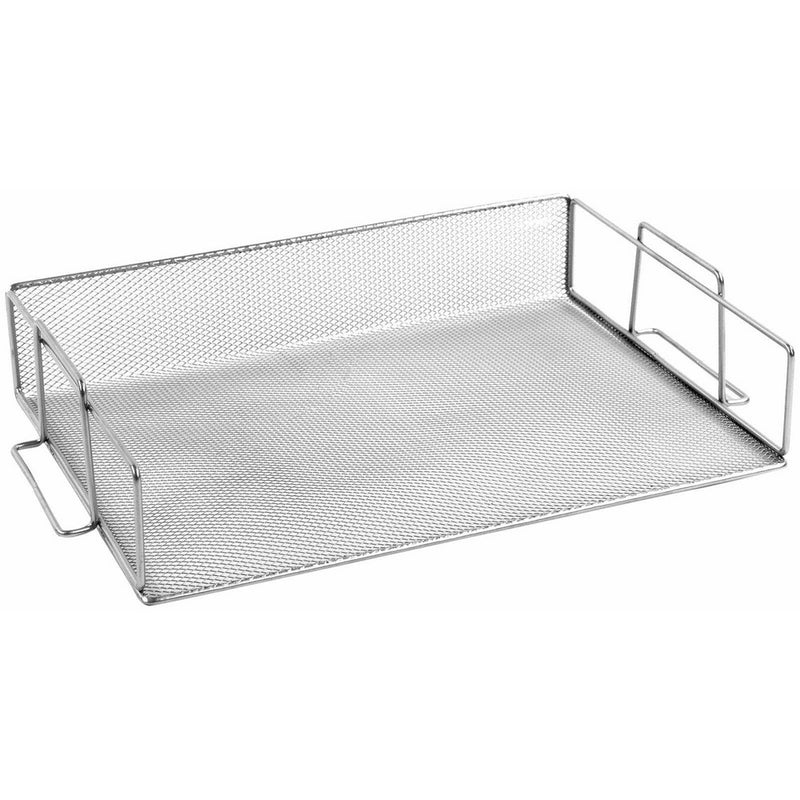 Design Ideas Mesh Stainless Steel Stackable Legal Size Letter Paper Tray Desktop Organizer, Silver (1 Tray), Large, 13 1/2 x 9 3/4 x 2 3/4"