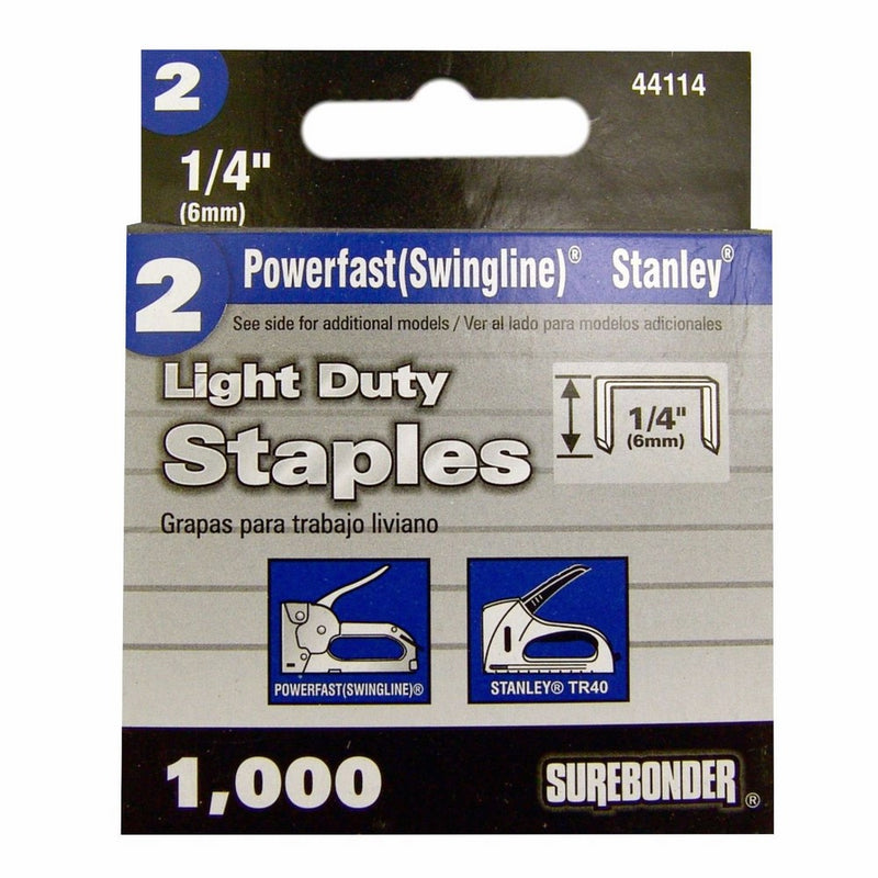 Surebonder 44114 Light Duty 1/4-Inch Leg Length.500-Inch Crown Staples, Swingline Type, 1000 Count