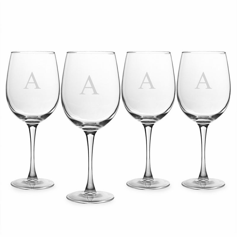 Cathy's Concepts Personalized 19 oz. White Wine Glasses, Set of 4, Letter A