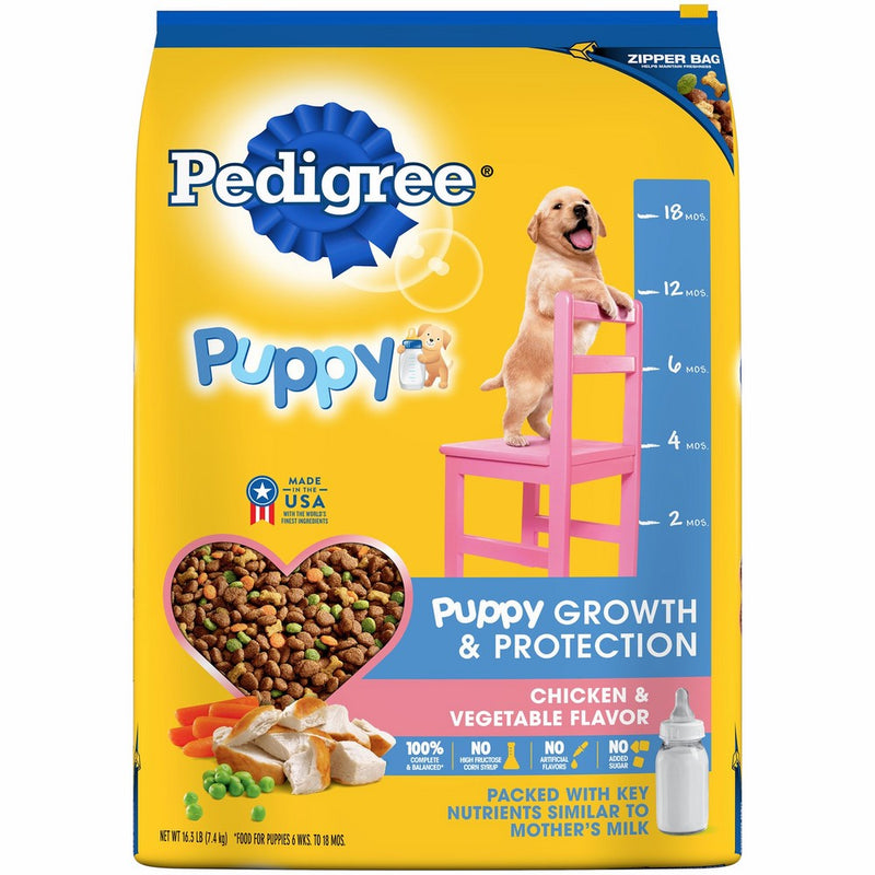 PEDIGREE Puppy Growth & Protection Chicken & Vegetable Flavor Dry Dog Food 16.3 Pounds