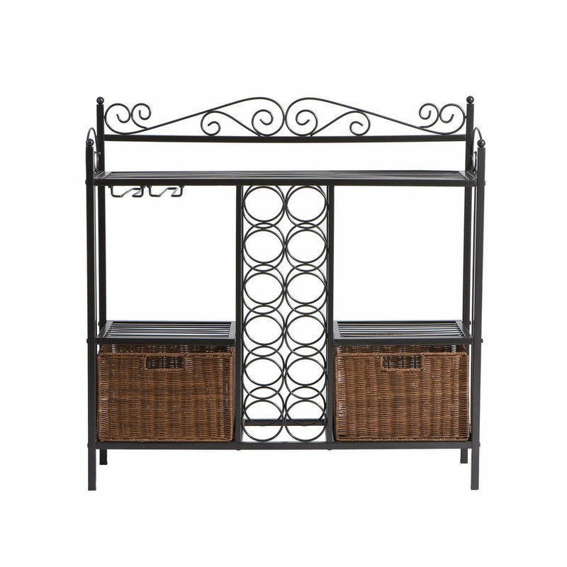 Southern Enterprises, Inc. Celtic Bakers Rack w/Wine Storage - Gunmetal Gray