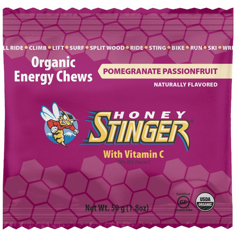 Honey Stinger Organic Energy Chews, Pomegranate Passion Fruit, 1.8 Ounce (Pack of 12)