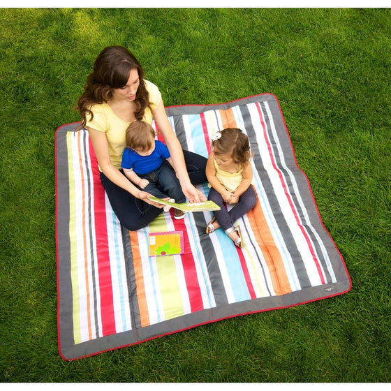 JJ ColeOutdoor Blanket,Gray/Red, 5' x 5'