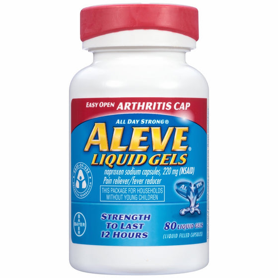 Aleve Liquid Gels with Easy Open Arthritis Cap, Naproxen Sodium, 220mg (NSAID) Pain Reliever/Fever Reducer, 80 Count