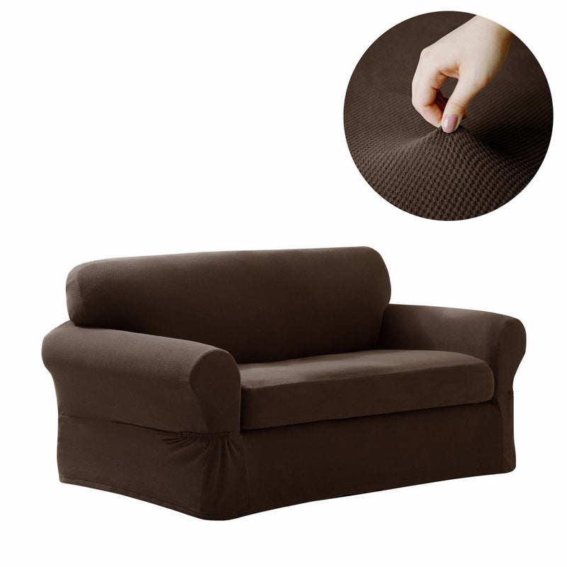 Maytex Pixel Stretch 2-Piece Loveseat Furniture Cover / Slipcover, Chocolate