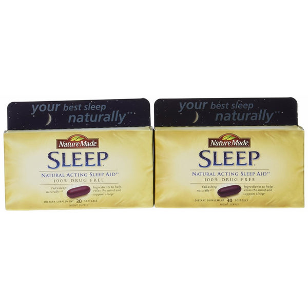 Nature Made Sleep - Natural Sleep Aid - 2 Boxes, 30 Softgels Each