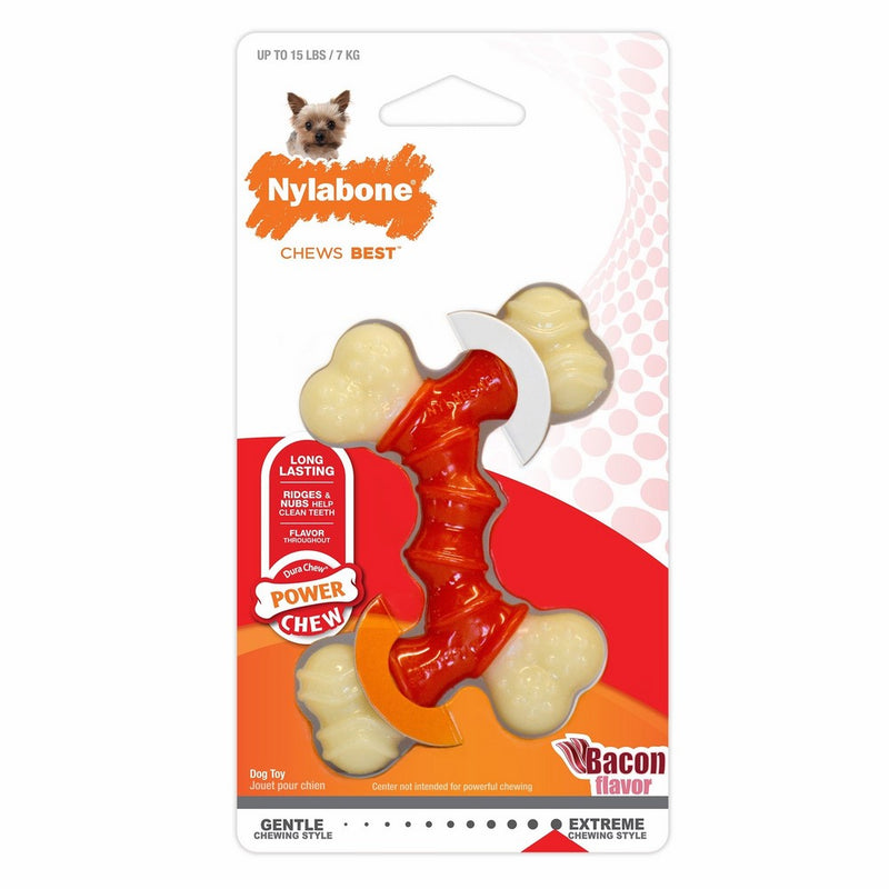 Nylabone Power Chew DuraChew Double Bone Bacon Dog Chew Toy, X-Small