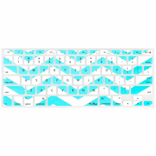 Kuzy Teal Hot Chevron Zig-Zag Keyboard Cover for MacBook Pro 13" 15" 17" (with or w/out Retina Display) iMac and MacBook Air 13" Silicone Skin - Teal/Turquoise HOT Blue