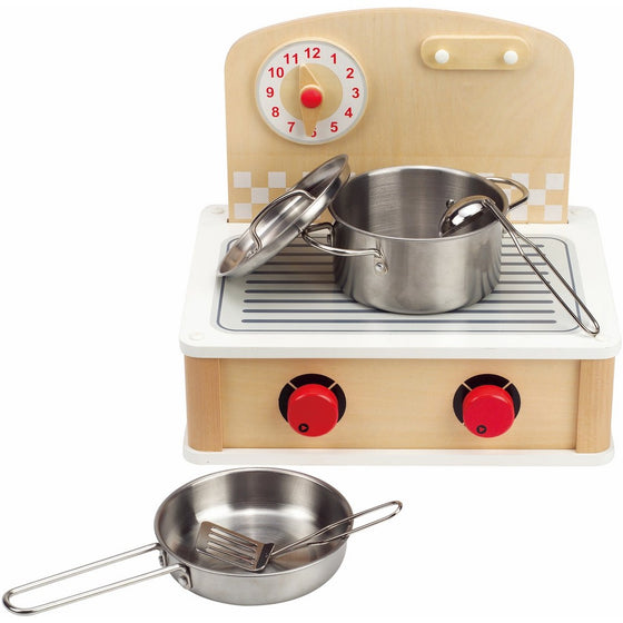 Hape Tabletop Cook and Grill Kid's Wooden Kitchen Play Set with Accessories
