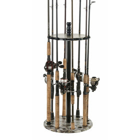 Organized Fishing Camo Round Floor Rack for Fishing Rod Storage, Holds up to 15 Fishing Rods, Camouflage Finish, CAMRR-015