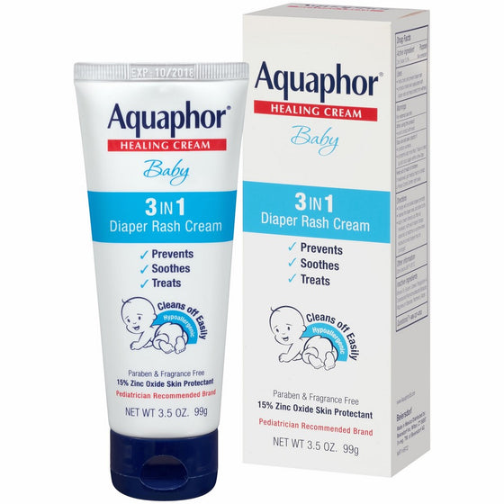 Aquaphor Baby Diaper Rash Cream 3.5 Ounce (Pack of 3) - Pediatrician Recommended Brand