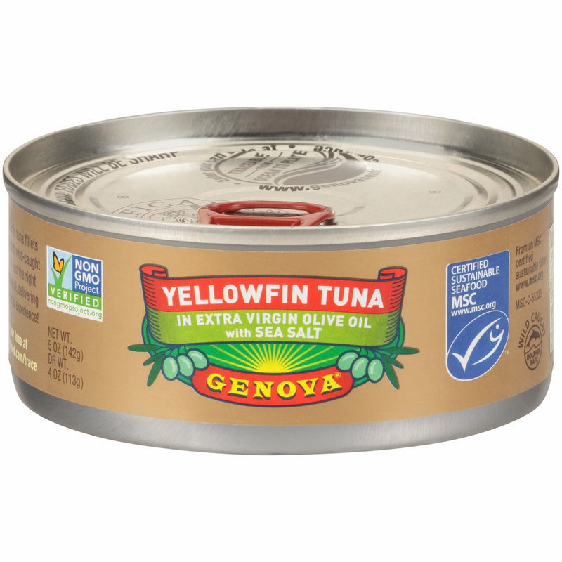 Genova Yellowfin Tuna in Extra Virgin Olive Oil with Sea Salt, 5 Ounce (Pack of 24)
