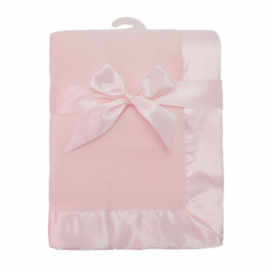 American Baby Company Fleece Blanket 30" X 40" with 2" Satin Trim, Pink