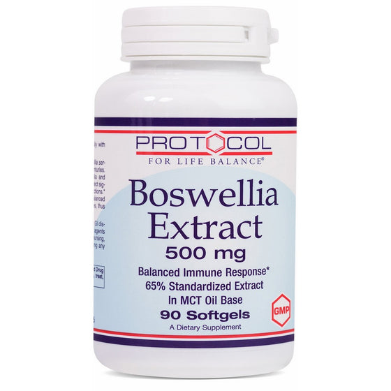 Protocol For Life Balance - Boswellia Extract 500 mg - Balanced Immune Response in MCT Oil Base, Supports Bone, Joint, And Muscle Health, Anti-Inflammatory, Pain Relief - 90 Softgels