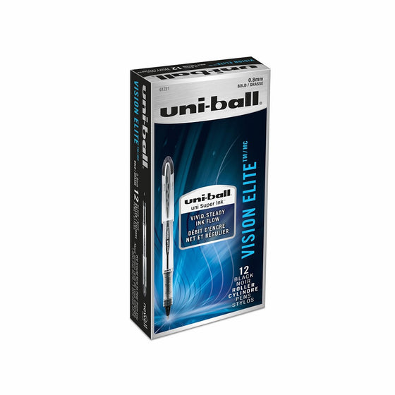 uni-ball Vision Elite Rollerball Pens, Bold Point (0.8mm), Black